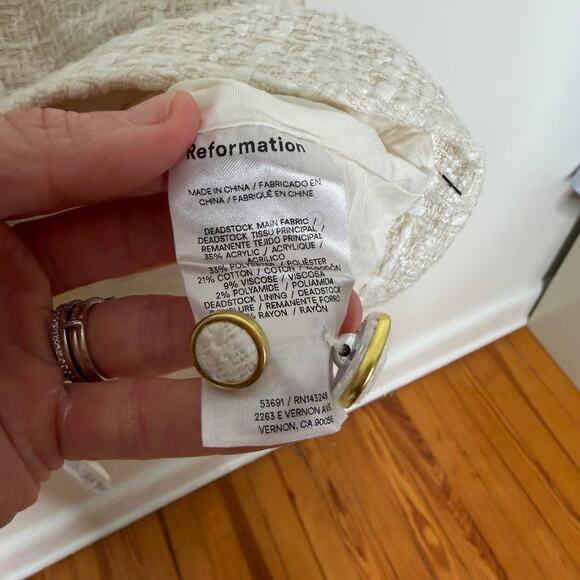 Reformation Tweed Blazer Jolie Dress Cream - Picture 4 of 5